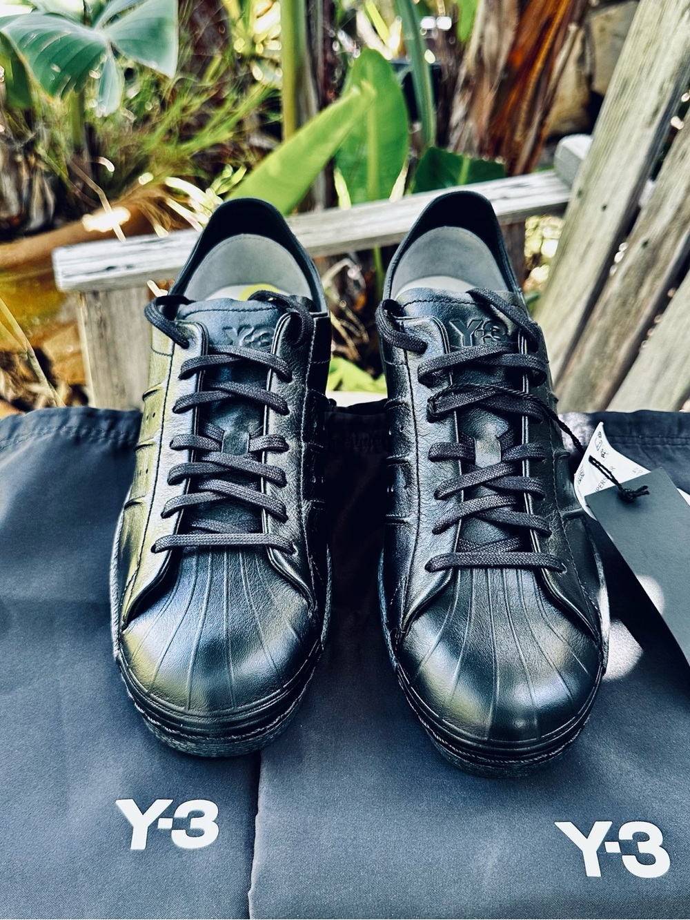 Y-3 Men’s Black Leather Low-Shoes Yohji Yamamoto